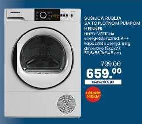 SUŠILICA RUBLJA SA TOPLOTNOM PUMPOM HINNER HHPD-V813CHA
