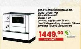 TRAJNOŽAREĆI ŠTEDNJAK NA ČVRSTO GORIVO ALFA 80H FAVORIT