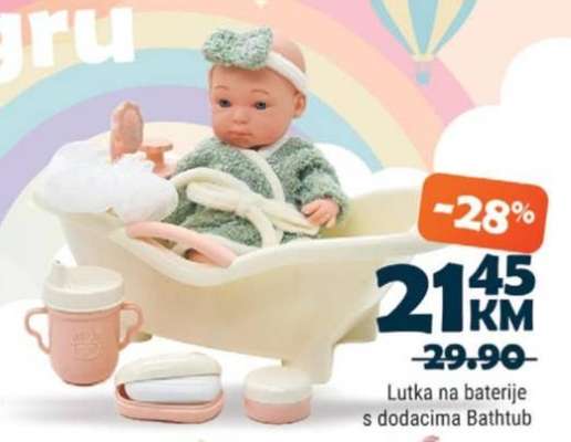 Lutka na baterije s dodacima Bathtub