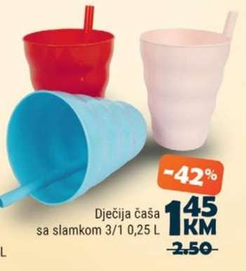 Dječija čaša sa slamkom 3/1 0,25 L