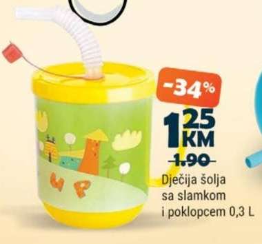 Dječija šolja sa slamkom i poklopcem 0,3 L