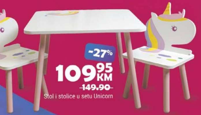 Stol i stolice u setu Unicorn