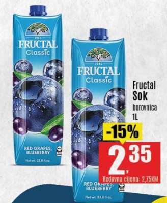 Fructal Sok borovnica 1L