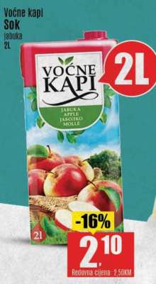 Voćne kapi Sok jabuka 2L