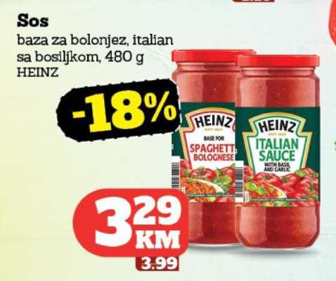 Sos baza za bolonjez, italian sa bosiljkom, 480 g HEINZ