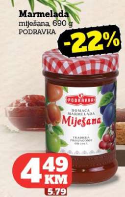 Marmelada miješana, 690 g PODRAVKA
