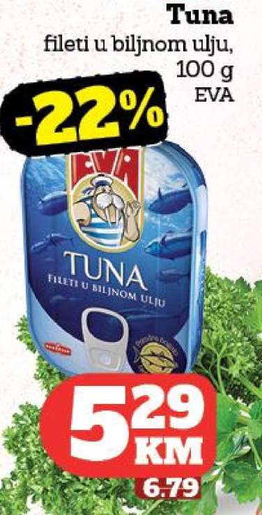 Tuna fileti u biljnom ulju, 100 g EVA