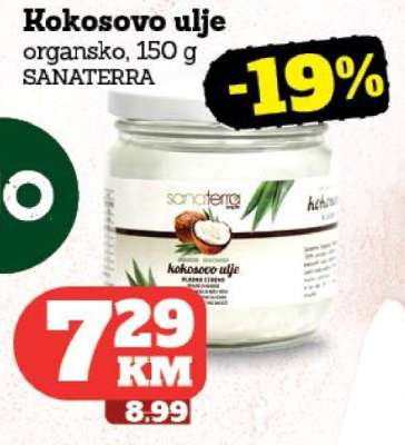 Kokosovo ulje organsko, 150 g SANATERRA