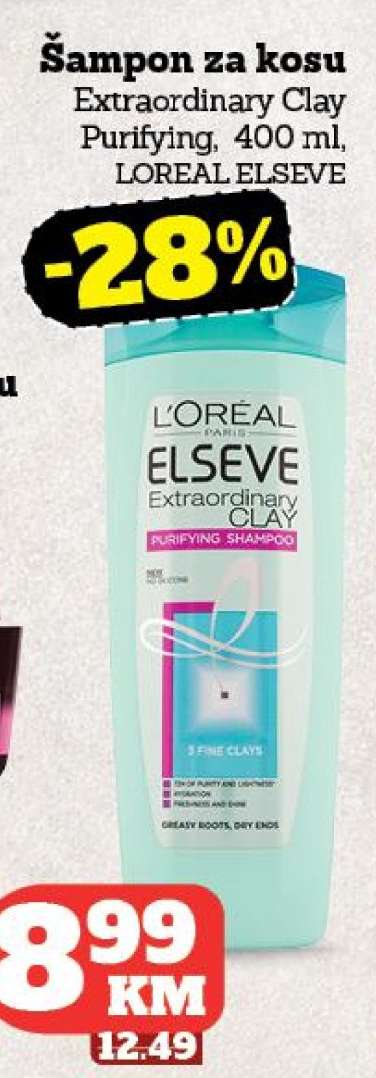Šampon za kosu Extraordinary Clay Purifying, 400 ml, LOREAL ELSEVE
