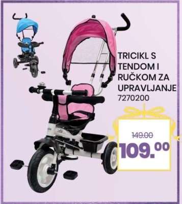TRICIKL S TENDOM I RUČKOM ZA UPRAVLJANJE