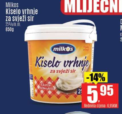 Milkos Kiselo vrhnje za svježi sir
