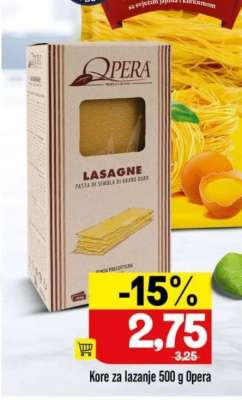Kore za lazanje 500 g Opera