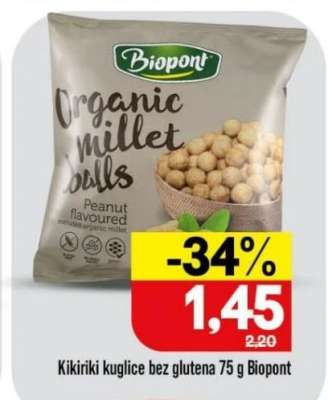Kikiriki kuglice bez glutena 75 g Biopont