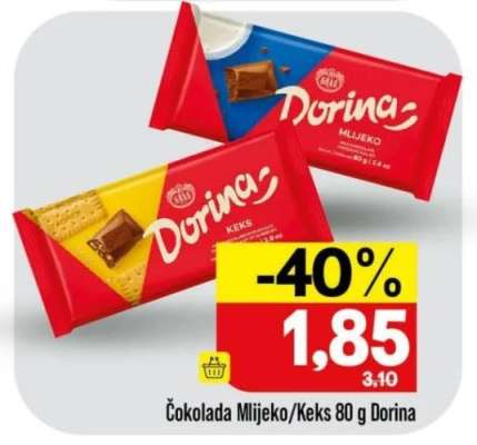Čokolada Mlijeko/Keks 80 g Dorina
