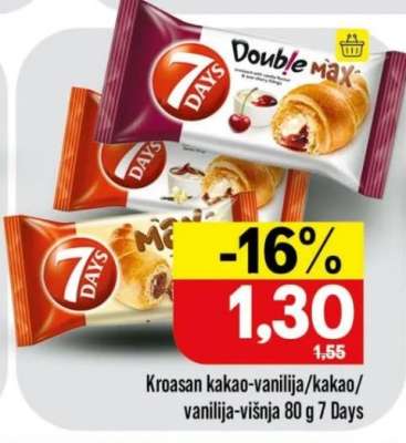Kroasan kakao-vanilija/kakao/vanilija-višnja 80 g 7 Days