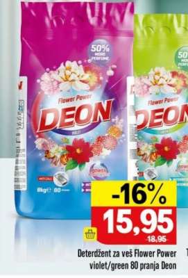 Deterdžent za veš Flower power violet/green 80 pranja Deon