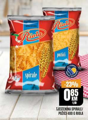 Tjestenina Spirale/Pužići 400 g, Riola