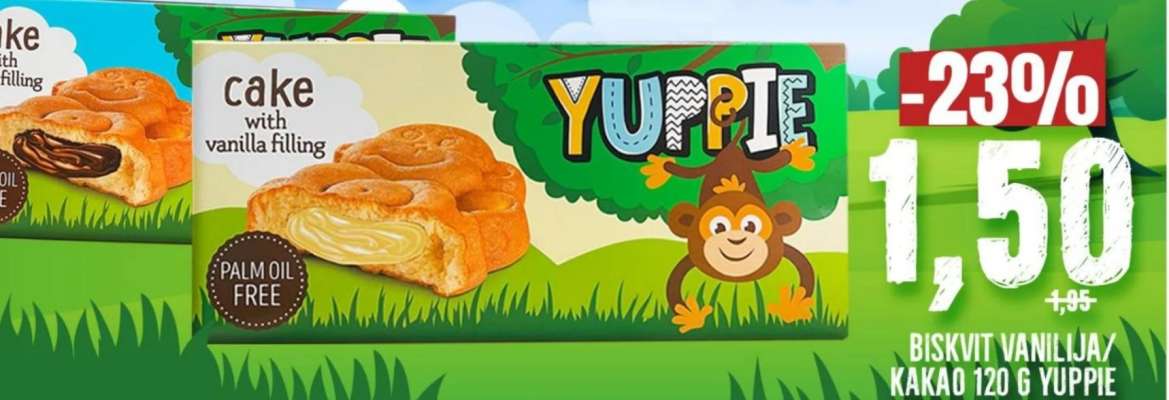Biskvit vanilija/kakao 120 g Yuppie