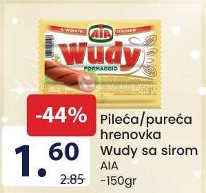 Pileća/pureća hrenovka Wudy sa sirom