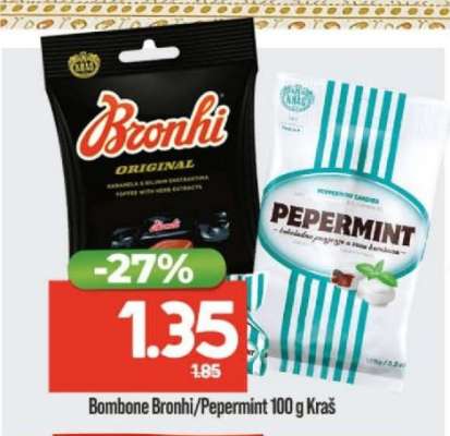 Bombone Bronhi/Pepermint 100 g Kraš