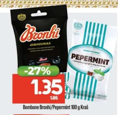 Bombone Bronhi/Pepermint 100 g Kraš