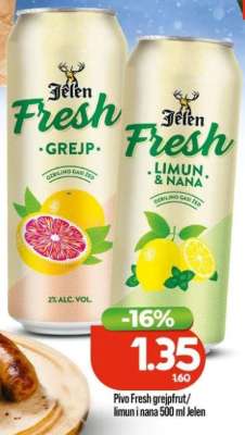 Pivo Fresh grejpfrut/limun i nana 500 ml Jelen