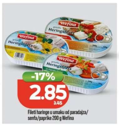 Fileti haringe u umaku od paradajza/senfa/paprike 200 g Wefina
