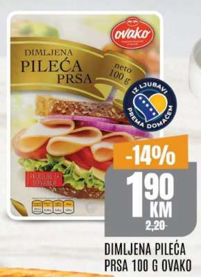 Dimljena pileća prsa 100 g Ovako