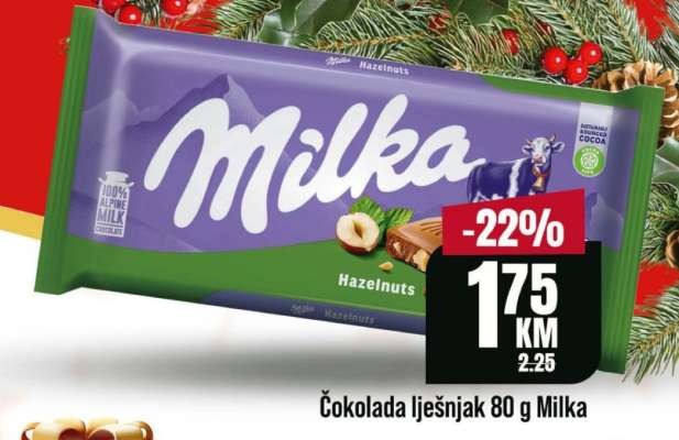 Čokolada lješnjak 80 g Milka