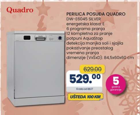 PERILICA POSUĐA QUADRO DW-E6045 SILVER