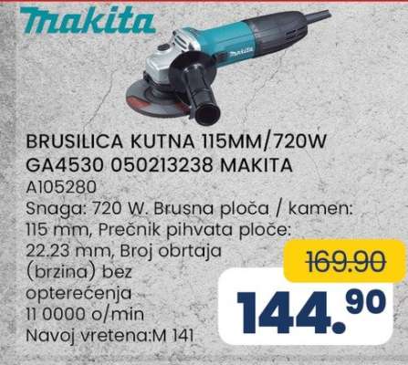 BRUSILICA KUTNA 115MM/720W GA4530 050213238 MAKITA