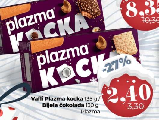 Vafli Plazma kocka / Bijela čokolada