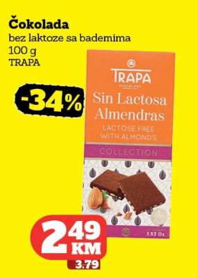 Čokolada bez laktoze sa bademima