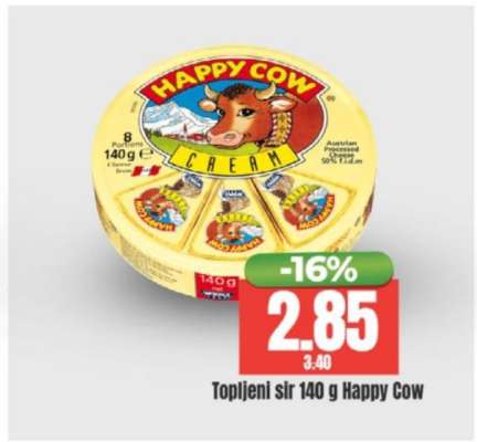 Topljeni sir 140 g Happy Cow