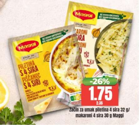 Začin za umak piletina 4 sira 32 g / makaroni 4 sira 30 g Maggi