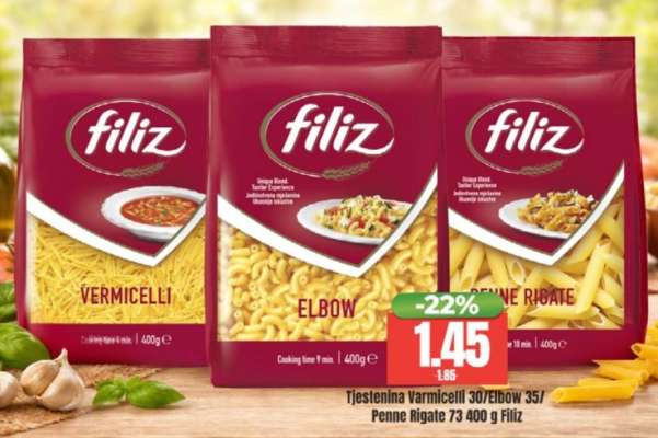 Tjestenina Varmicelli 30/Elbow 35/Penne Rigate 73