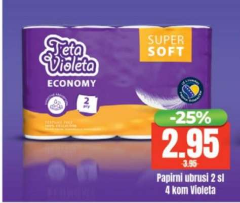 Papirni ubrusi 2 sl 4 kom, Violeta