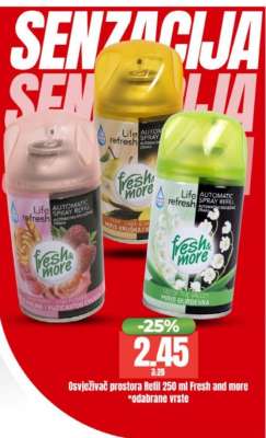 Osvježivač prostora Refil 250 ml Fresh and more