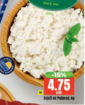 Svježi sir Poljorad, kg