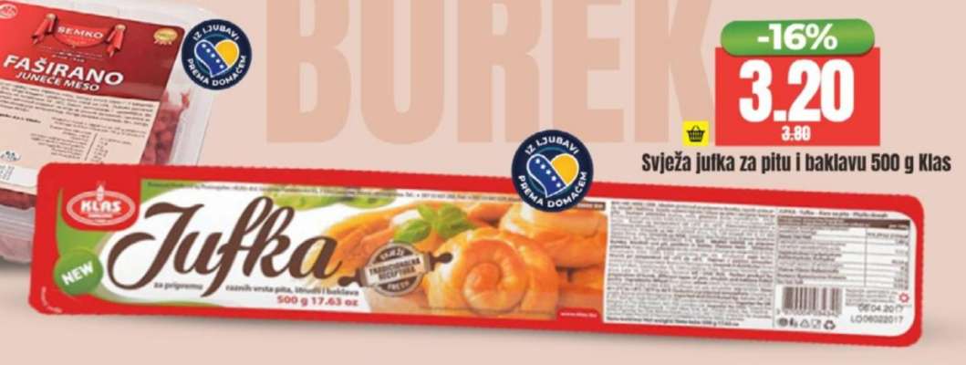 Svježa jufka za pitu i baklavu 500 g Klas