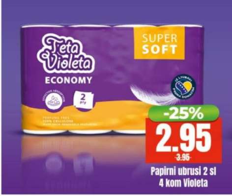 Papirni ubrusi 2 sl 4 kom, Violeta