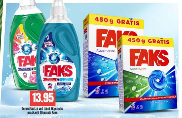 Deterdžent za veš tečni 36 pranja/prašak 35 pranja Faks