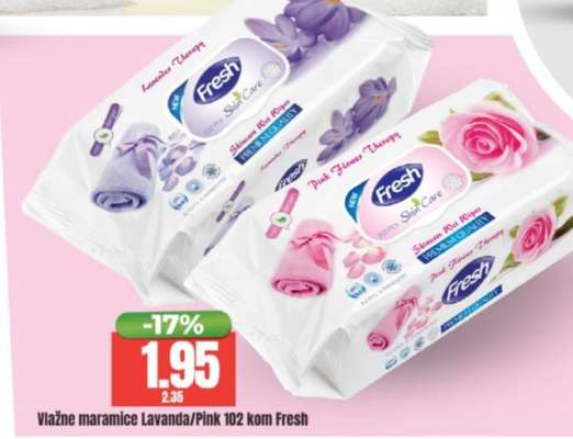 Vlažne maramice Lavanda/Pink 102 kom Fresh