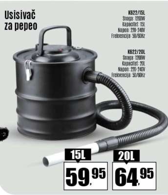 Usisivač za pepeo 15L