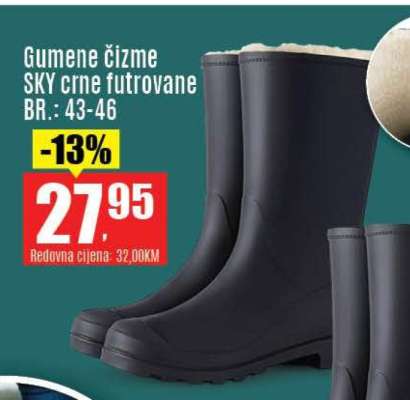 Gumene čizme SKY crne futrovane