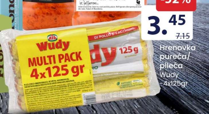 Hrenovka pureća/pileća Wudy 4x125gr