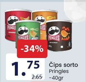 Čips sorto Pringles