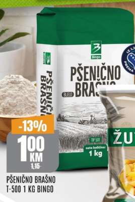 PŠENIČNO BRAŠNO T-500 1 KG BINGO