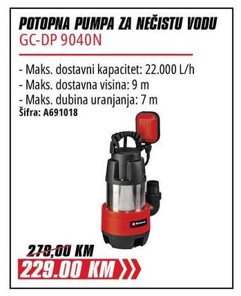 POTOPNA PUMPA ZA NEČISTU VODU GC-DP 9040N