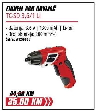 EINHELL AKU ODVijač TC-SD 3,6/1 LI